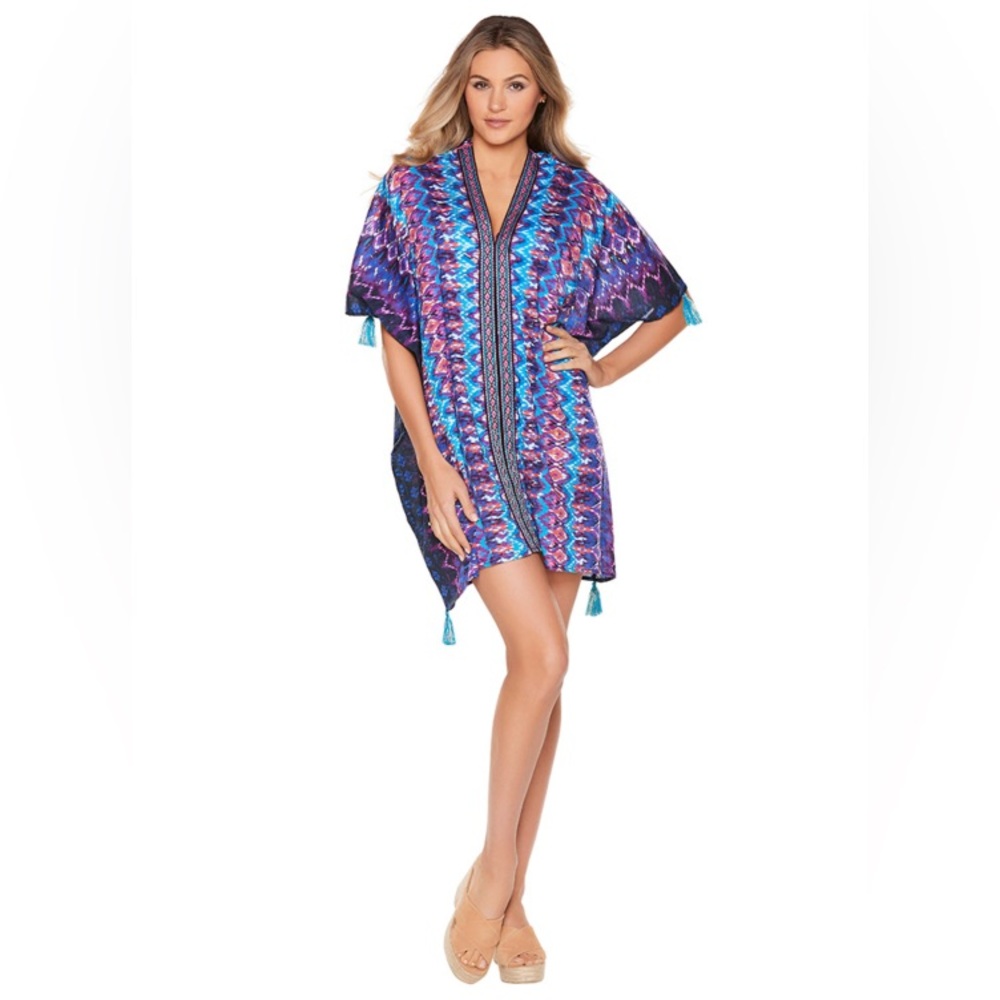 Miraclesuit Bella Alba Cotton Caftan Cover-Up Midnight Size S